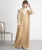 ショルダータックスエードサロペット