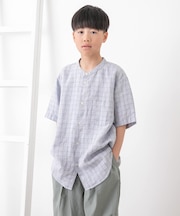 『WEB／一部店舗限定』『親子リンク』シルケットリネンバンドカラーシャツ(KIDS)
