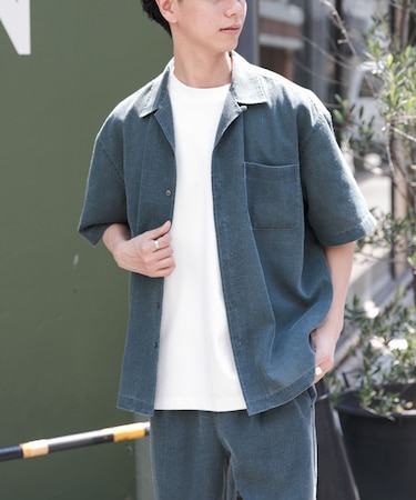 FORK&SPOON　ピグメントプリントシャツ