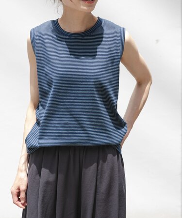 FORK&SPOON マルチカラーボーダーノースリーブTシャツ