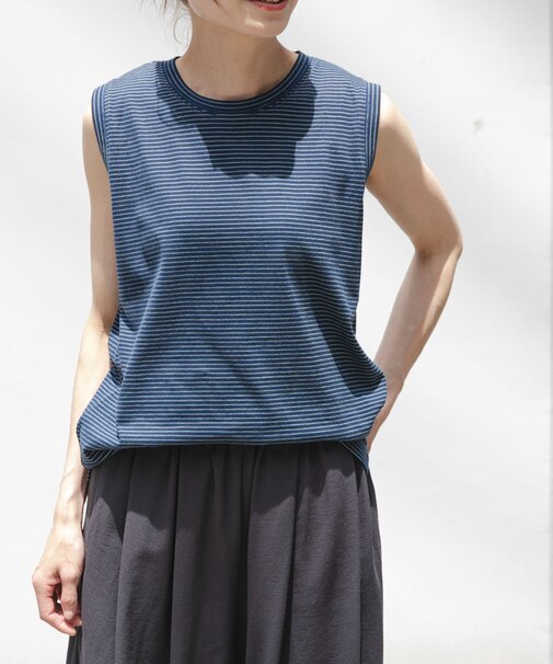 FORK&SPOON マルチカラーボーダーノースリーブTシャツ