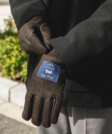 MOONツイードレザーグローブ
