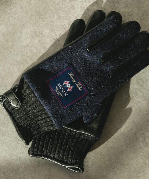 MOONツイードレザーグローブ