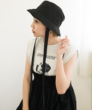 リボン付きキルティングバケットHAT