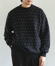 変形バーズアイ クルーネックニット