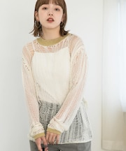 ランダム透かし編みルーズニット