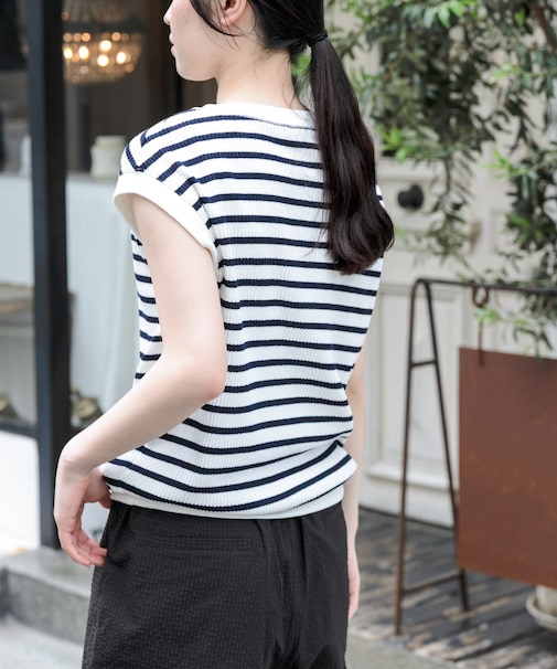 FORK&SPOON　変形ワッフルノースリーブプルオーバー