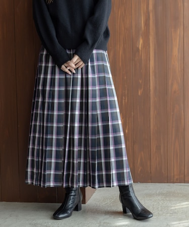 チェックプリーツイージースカート