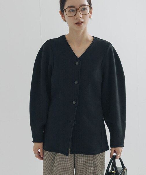 ボリュームスリーブ裏起毛カーディガン