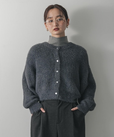 『一部WEB限定カラー』ラメシャギークロップドカーディガン