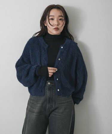 『一部WEB限定カラー』ラメシャギークロップドカーディガン