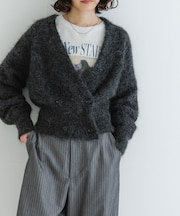 アルパカシャギーダブルカーディガン