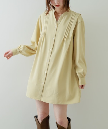 『Shortサイズあり』タックシャツワンピース