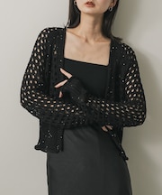 スパンコールメッシュカーディガン