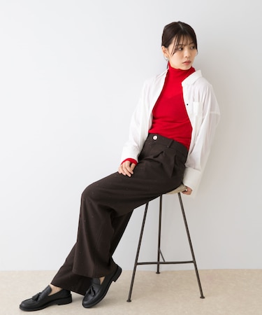 F by ROSSO ハート刺繍タックワイドパンツ