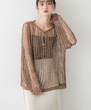 キーネックメッシュニット