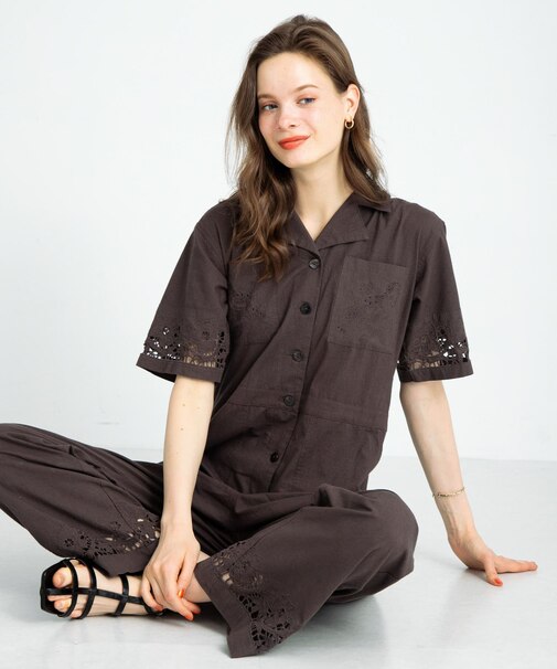 エンブロイダリーコットンオールインワン