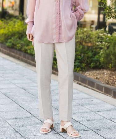 リネンライクハイウエストテーパードパンツ