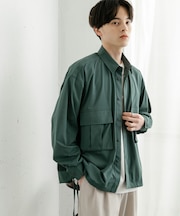 ドットメッシュダブルポケットロングスリーブシャツ