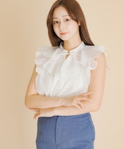 シアーラッフルブラウス