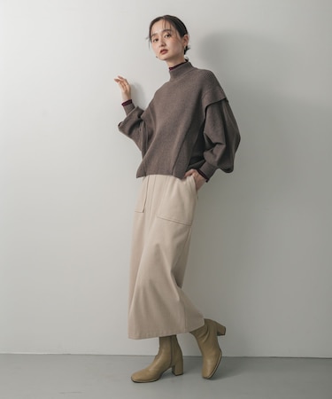 『XS， TALLサイズ／WEB限定』ジャージーメルトンアウトポケットスカート