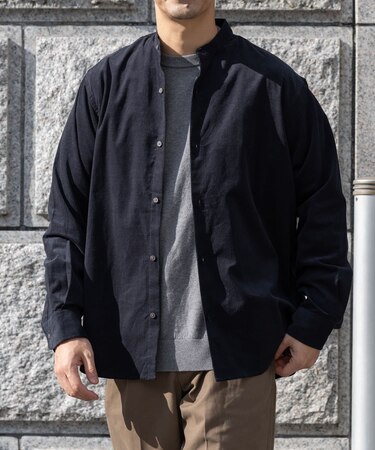 アーバンリラックスコーデュロイバンドシャツ