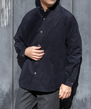 アーバンリラックスコーデュロイバンドシャツ