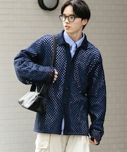 『ユニセックス』メッシュ衿付きカーディガン