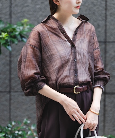 シアーチェックオーバーシャツ