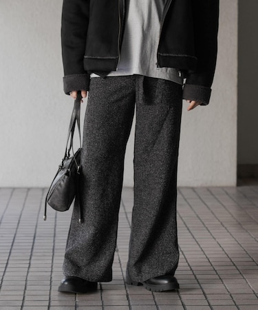 『わたべ×SOP』『セットアップ対応』ツイードワイドフレアパンツ