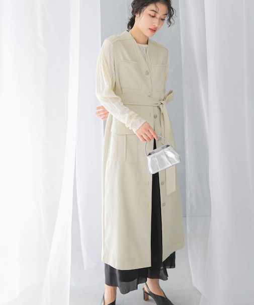 ポケットデザインレイヤードワンピース