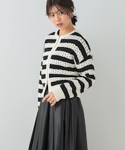 F by ROSSO　柄編みZIPカーディガン