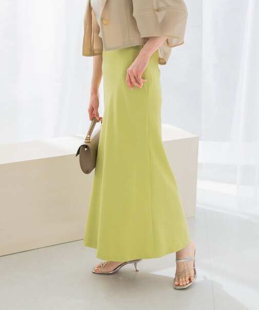 接触冷感リネン混バイヤススカート