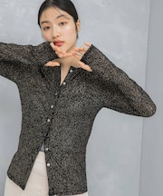 ラメレースカットソー