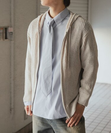 シアーメッシュフーディージップパーカー