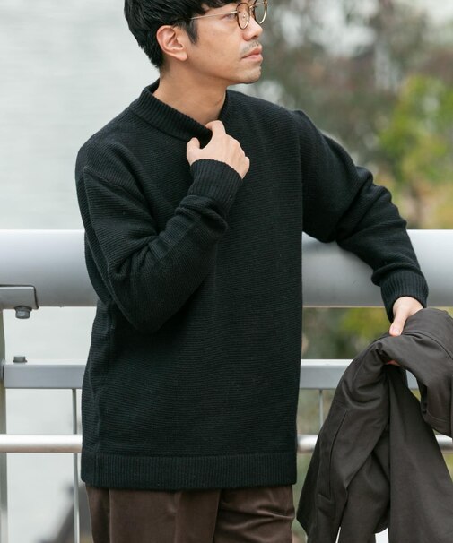 『XLサイズあり』ハミルトンウールガーター編みモックネックプルオーバー