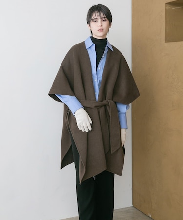 ウールカシミヤリバーポンチョ