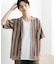 ストライプショートスリーブニットシャツ