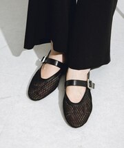 メッシュストラップフラットシューズ