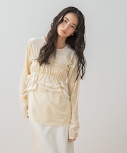 『洗濯可』フリルビスチェセットベロアトップ