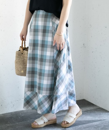 カラーブロックマキシスカート∴