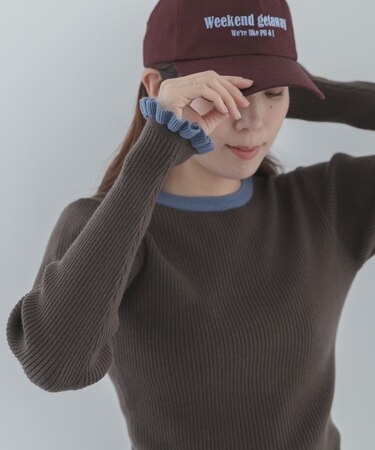 『洗濯可』袖口フリルクルーネックプルオーバー