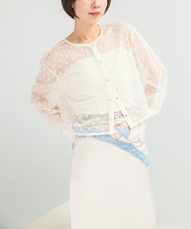 シアーメッシュドットプルオーバー