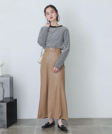 naturaglace×SENSE OF PLACE 『別注』ナチュラグラッセフェイクレザースカート