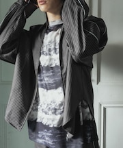 サイドラインピンストライプジップシャツ