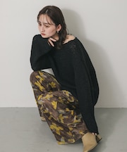 フラワープリントオーガンジーパンツ