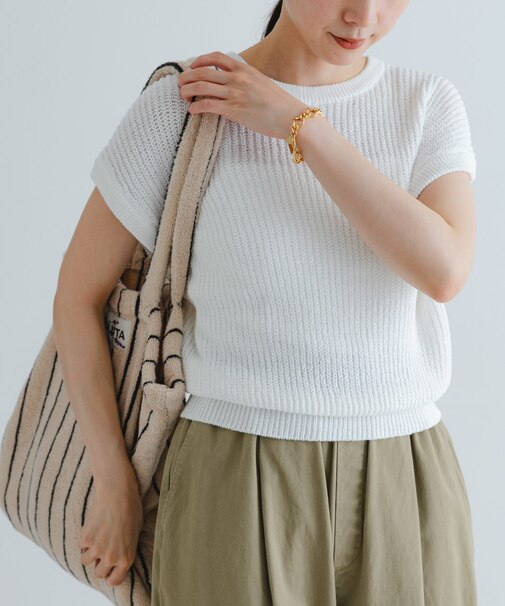ペーパーヤーンフレンチスリーブニット
