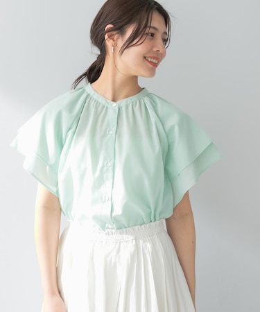 リンネル8月号掲載『UR TECH』F by ROSSO　フレアスリーブブラウス