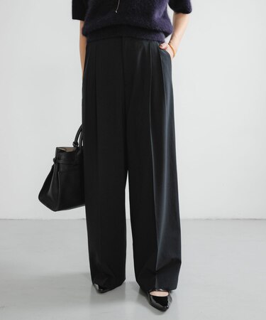 ウールブレンドワイドストレートパンツ