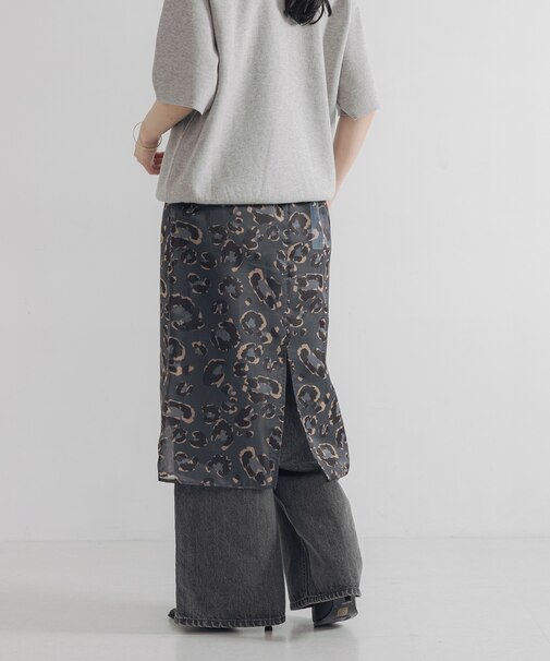 レオパードプリントレイヤードスカート